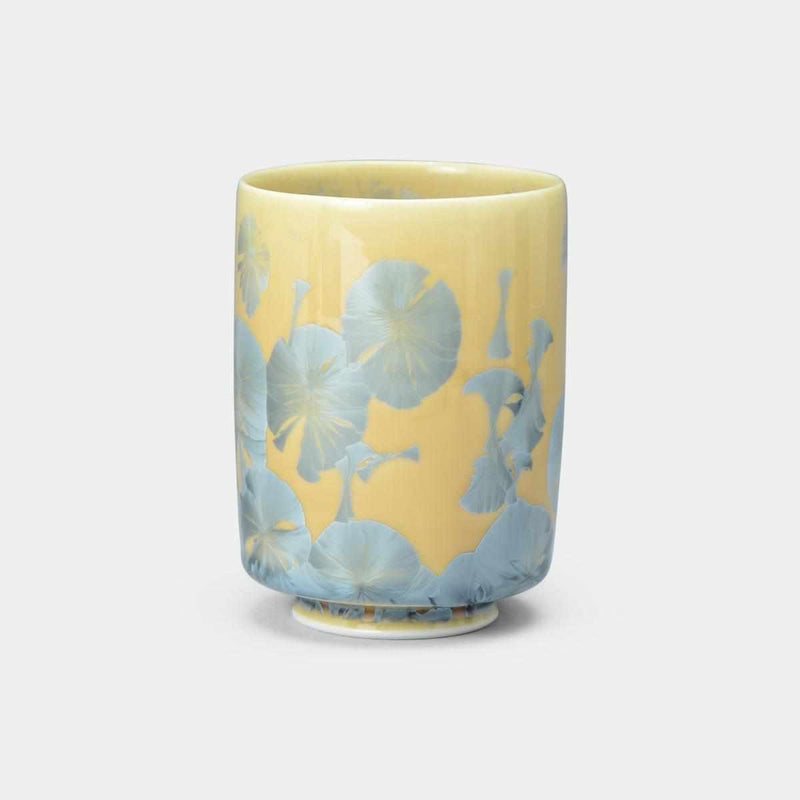 [JAPANESE TEA CUP] FLOWER CRYSTAL (ASH BLUE) YUNOMI | TOUAN | KYOTO-KIYOMIZU WARES