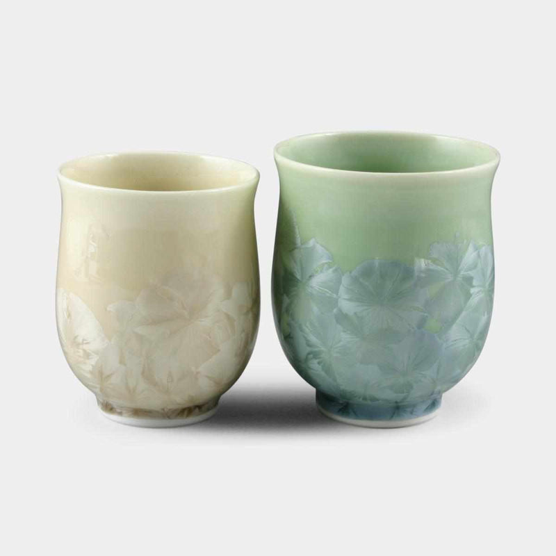 [JAPANESE TEA CUP] FLOWER CRYSTAL (GREEN TEA) YUNOMI (2-PIECE SET) | TOUAN | KYOTO-KIYOMIZU WARES