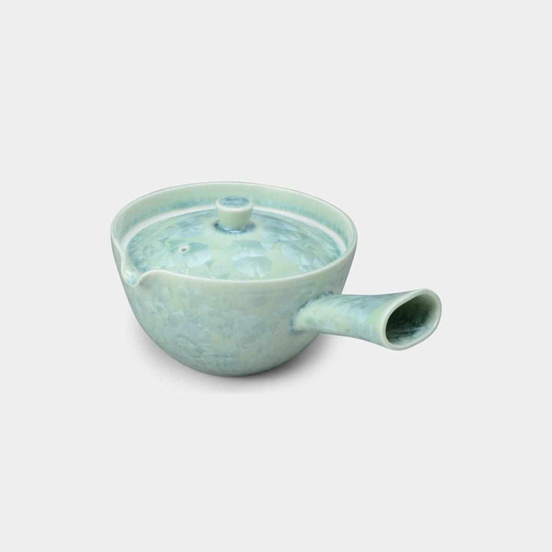 [JAPANESE TEA CUP] FLOWER CRYSTAL (GREEN) KYUSU | TOUAN | KYOTO-KIYOMIZU WARES