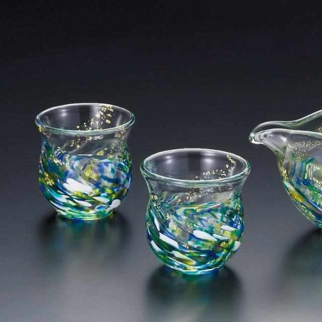 [SAKE BOTTLE] FLOWER DEPRESSION HYDRANGEA SAKE SET | TSUGARU VIDRO| ADERIA