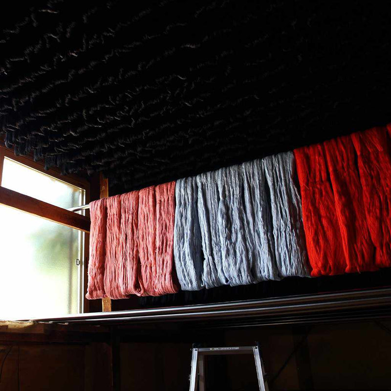 [圍巾]Stall Yasuragi Erimaki（紅色X沙褐色X葡萄酒X棕色）| Gunnai紡織品