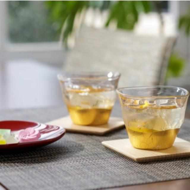 [MUG (CUP)] PENETRATION COLD TEA GLASS & COASTER (2 PIECES) | HAKUICHI | KANAZAWA GOLD LEAF