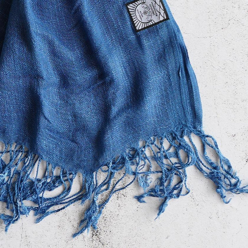 [SCARF] SCARF (D) | MIUTT | INK JET & NATURAL INDIGO BOTANICAL STOLE (PALE BLUE) | HAND DYEING