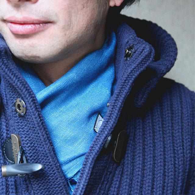 [圍巾]用天然靛藍手工染色（3次染色）|靛藍染色