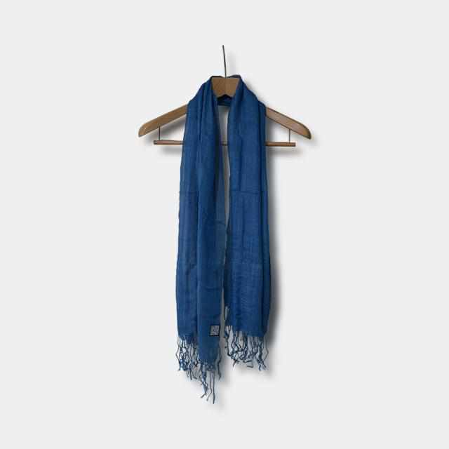 [SCARF] HAND-DYED STOLE WITH NATURAL INDIGO (3 TIMES DYED) | INDIGO DYEING| INDIGO KESENNUMA