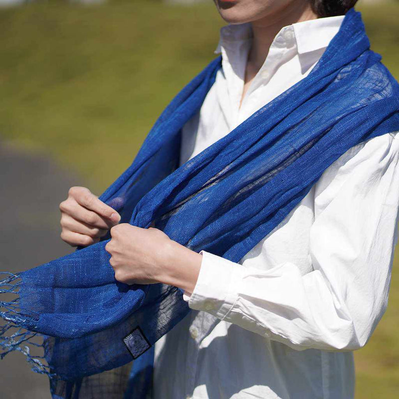 [SCARF] HAND-DYED STOLE WITH NATURAL INDIGO (3 TIMES DYED) | INDIGO DYEING| INDIGO KESENNUMA