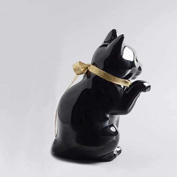 [BECKONING (LUCKY) CAT] MANEKINEKO BANK FIRST MODEL BLACK (M) | KATA KOTO | HIZEN YOSHIDA WARES