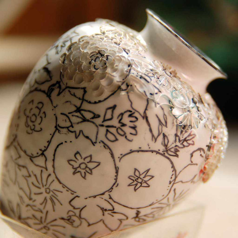 [花瓶]有線花瓶3球形紅色透明牡丹花瓶| Owari Cloisonne.