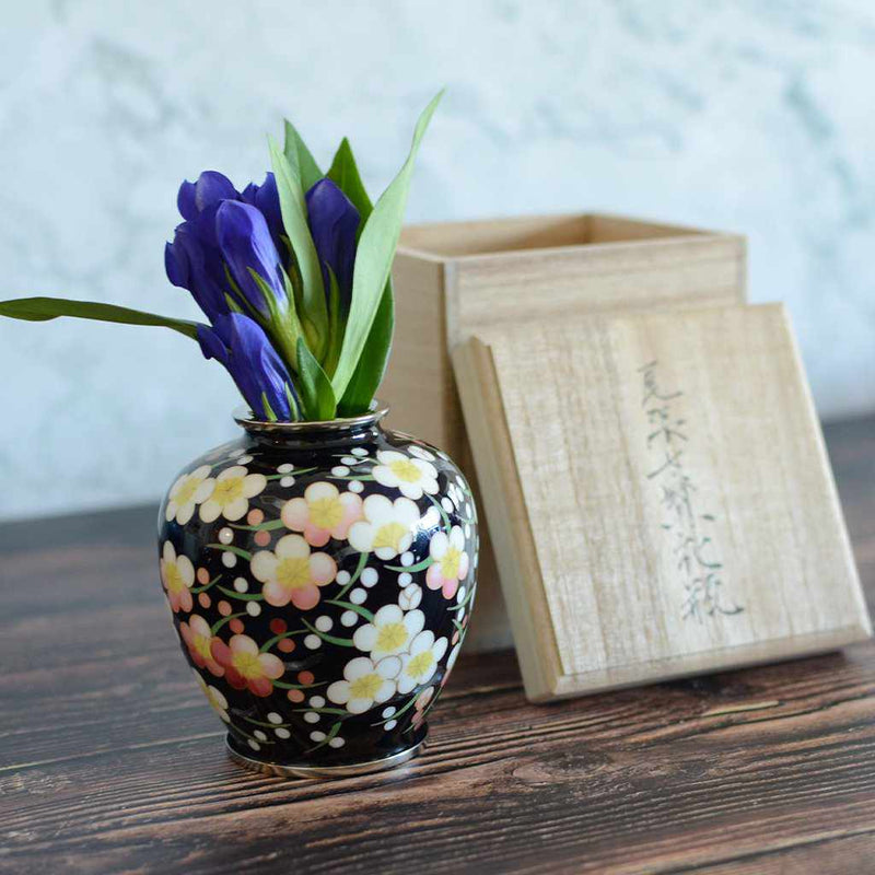 【花瓶】線裝花瓶3個球形黑色透明李子花瓶|歐瓦裡景泰藍