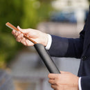 [HAND FAN BAG] FAN POUCH COWHIDE BLACK FOR 7.5 SUN (9.06 in.) | KYOTO FOLDING FANS | YASUTO YONEHARA , DEDICATED