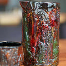 [SAKE BOTTLE & CUP SET] KOKEMUSU "MOSSY" WOODEN SAKE SET 3-PIECES | WAJIMA LACQUERWARE