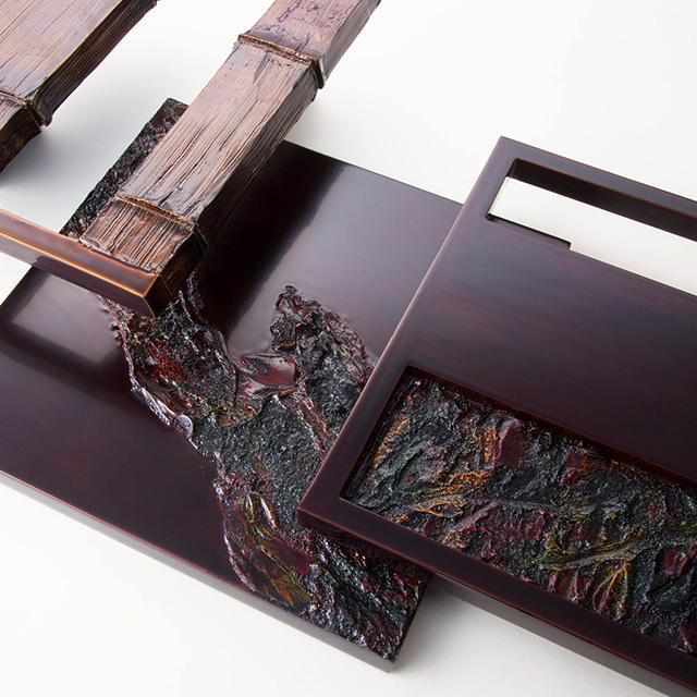 [WALL DECOR (WALL ART)] KOKEMUSU LACQUER SCREEN MOUNTAINS C | WAJIMANURI STUDIO RAKU | WAJIMA LACQUERWARE