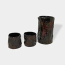 [SAKE BOTTLE & CUP SET] KOKEMUSU "MOSSY" WOODEN SAKE SET 3-PIECES | WAJIMA LACQUERWARE