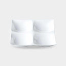 [LARGE PLATE (PLATTER)] WHITE PORCELAIN MOSS 4 PARTITION PLATE | MARUMO KATO POTTERY | MINO WARES