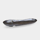 [LARGE PLATE (PLATTER)] LONG PLATE WITH BOAT-SHAPED PARTITION BLACK | MARUMO KATO POTTERY | MINO WARES