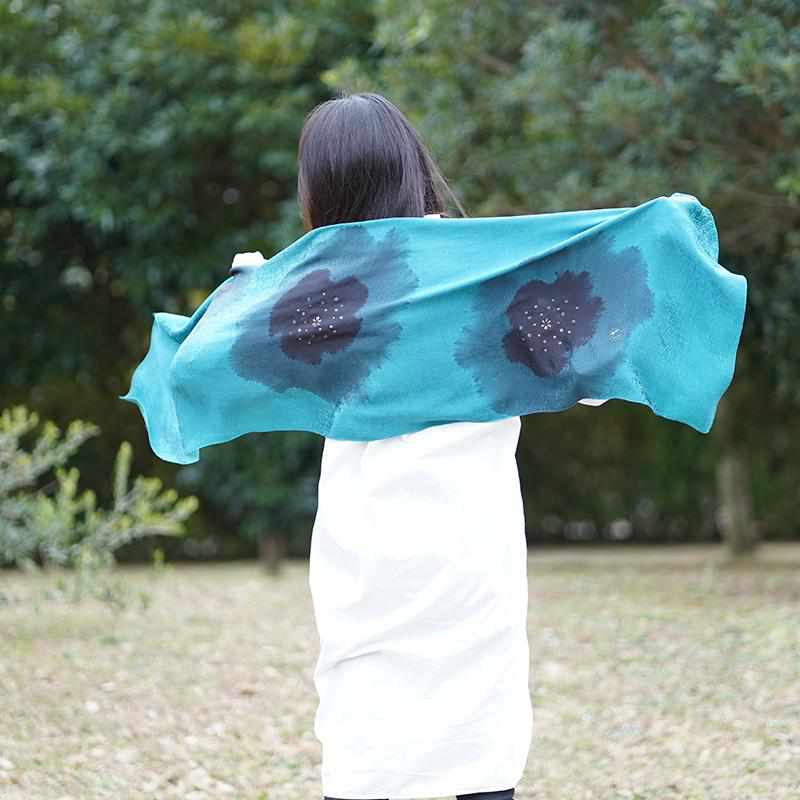 [STOLE] NAZCA-MON BLUE | MIKAMO SANROKU WORKS | TIE DYEING