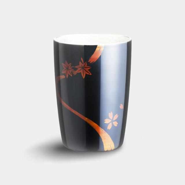 [MUG (CUP)] ECHIZEN FINISH SANDALWOOD RUNNING WATER SPRING AUTUMN BLACK (LARGE) | OSAKA NANIWA PEWTER WARE