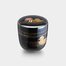 [JAPANESE TEA CUP] WAJIMA FINISH JUJUBE MANDARIN DUCK LACQUER WORK | OSAKA NANIWA PEWTER WARE