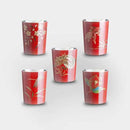 [SAKE CUP] WAJIMA FINISH SANBEIJI CUP 3 CUPS 1 GO VERMILION 5-PIECE SET (CHERRY BLOSSOM, CAMELLIA, GOLDFISH, DRAGONFLY, DRAGON) | OSAKA NANIWA PEWTER WARE