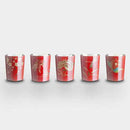 [SAKE CUP] WAJIMA FINISH SANBEIJI CUP 3 CUPS 1 GO VERMILION 5-PIECE SET (CHERRY BLOSSOM, CAMELLIA, GOLDFISH, DRAGONFLY, DRAGON) | OSAKA NANIWA PEWTER WARE