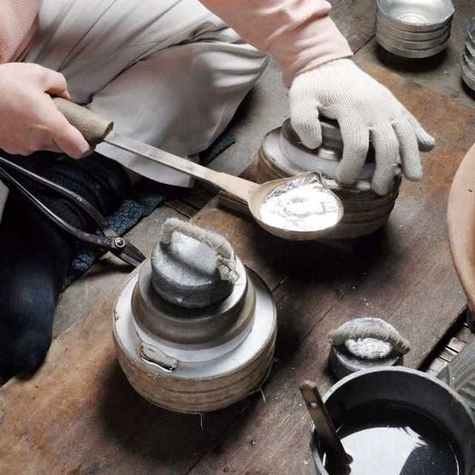 [JAPANESE TEA CUP] TEA SET IBUSHI THREE SETS | OSAKA NANIWA PEWTER WARE