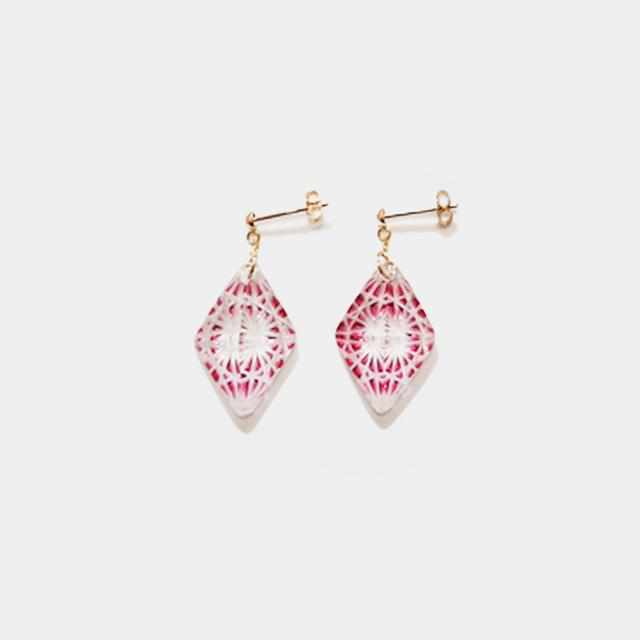 [ACCESSORY] TOKOBA PYRAMID EARRINGS MINI AKAGIKU TSUNAGI (K18) | TOKOBA | EDO CUT GLASS