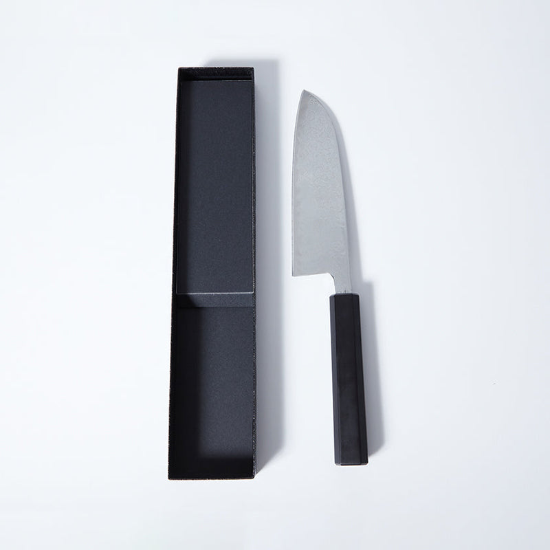 [KITCHEN (CHEF) KNIFE] V10 DAMASCUS, 31 LAYERS INDIGO-DYED BLACK OCTAGONAL OAK HANDLE  | BECOS ORIGINAL