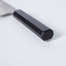 [KITCHEN (CHEF) KNIFE] AUS10 DAMASCUS INDIGO-DYED  BLACK OCTAGONAL OAK HANDLE | BECOS ORIGINAL