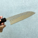 [KITCHEN (CHEF) KNIFE] AUS10 DAMASCUS INDIGO-DYED  BLACK OCTAGONAL OAK HANDLE | BECOS ORIGINAL