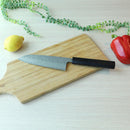 [KITCHEN (CHEF) KNIFE] AUS10 DAMASCUS INDIGO-DYED  BLACK OCTAGONAL OAK HANDLE | BECOS ORIGINAL