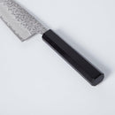 [KITCHEN (CHEF) KNIFE] AUS10 DAMASCUS INDIGO-DYED  BLACK OCTAGONAL OAK HANDLE | BECOS ORIGINAL