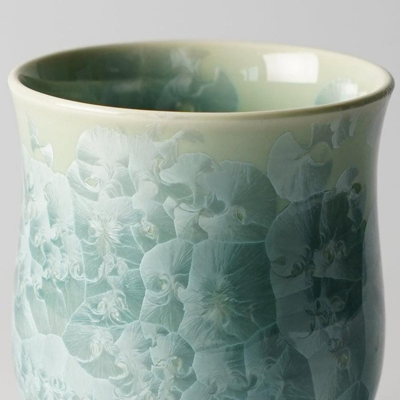 [JAPANESE TEA CUP] FLOWER CRYSTAL (GREEN TEA) YUNOMI (2-PIECE SET) | TOUAN | KYOTO-KIYOMIZU WARES