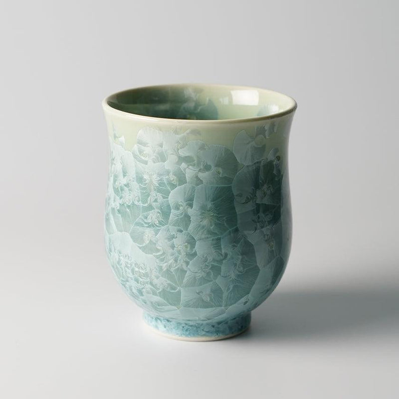 [JAPANESE TEA CUP] FLOWER CRYSTAL (GREEN TEA) YUNOMI (2-PIECE SET) | TOUAN | KYOTO-KIYOMIZU WARES