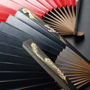 [HAND FAN] KAKISHIBU LACQUER RED & BLACK CHECKERS (UNISEX) | KANAZAWA GOLD LEAF | HAKUICHI