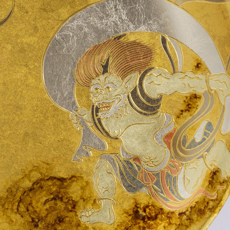 [ORNAMENTAL PLATE] FUJIN RAIJIN (WIND GOD AND THUNDER GOD) | KANAZAWA GOLD LEAF | HAKUICHI
