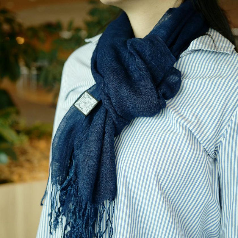 [SCARF] HAND-DYED STOLE WITH NATURAL INDIGO (7 TIMES DYED) | INDIGO DYEING| INDIGO KESENNUMA