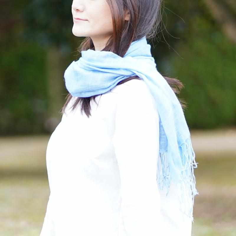 [SCARF] HAND-DYED STALL WITH NATURAL PASTELS | INDIGO DYEING| INDIGO KESENNUMA