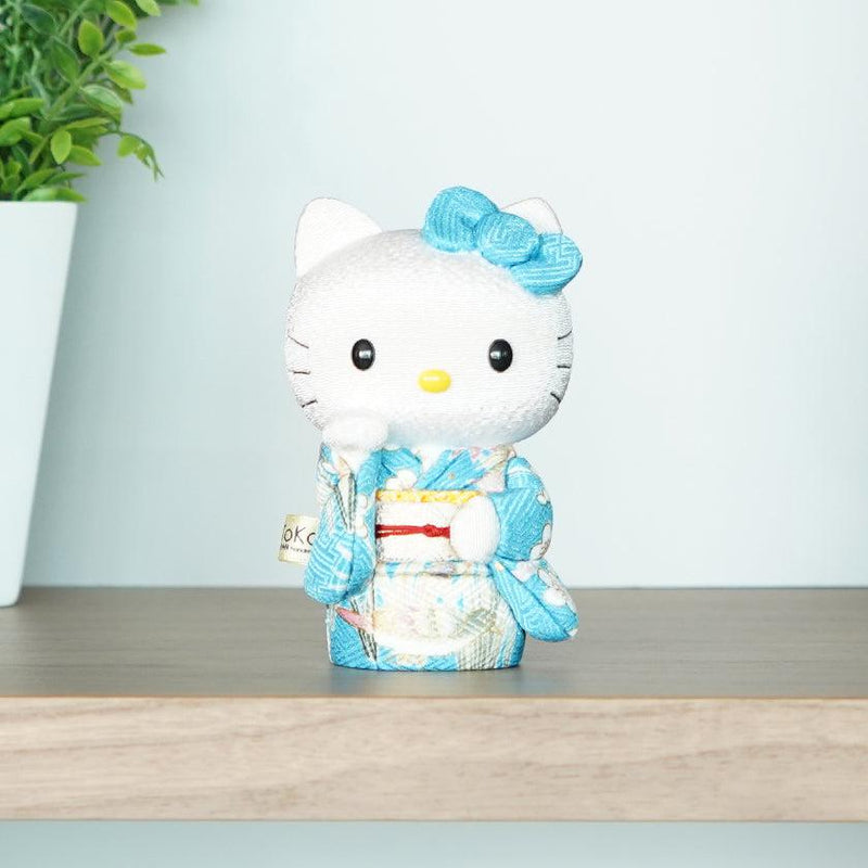[Beckoning（Lucky）Cat] Hello Kitty（藍色）|江戶藝術娃娃