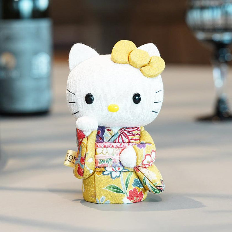 [招手（幸運）貓] Hello Kitty（黃色）|江戶藝術娃娃