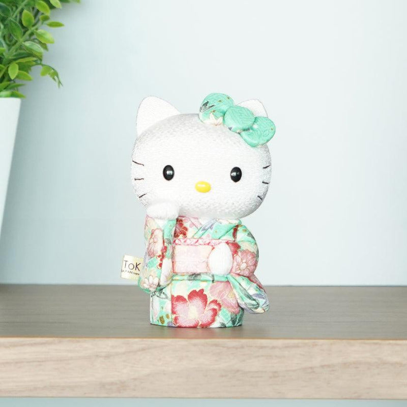 [BECKONING (LUCKY) CAT] HELLO KITTY (GREEN) | EDO ART DOLLS | KAKINUMA DOLLS