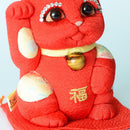 [BECKONING (LUCKY) CAT] MANEKI NEKO FENG SHUI DX RED (M) | EDO ART DOLLS | KAKINUMA DOLLS