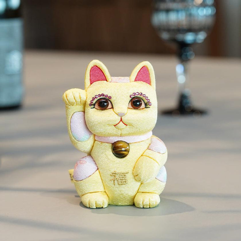[Beckoning（Lucky）CAT] Maneki Neko Feng Shui DX黃色（M）|江戶藝術娃娃