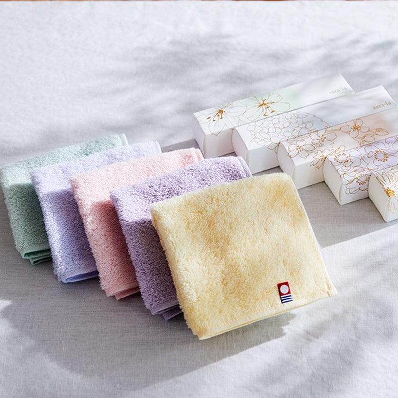 [毛巾]“ saki” 5紗布樁手帕禮品盒（粉紅色藍色綠色綠色・黃・紫色）| imabari毛巾