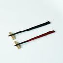 [CHOPSTICKS] PAIR KOKUTAN PENTAGON WITH CHOPSTICK REST (21.5, 23.0cm) | WAKASA LACQUERED CHOPSTICKS