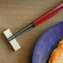 [CHOPSTICKS] PAIR KOKUTAN PENTAGON WITH CHOPSTICK REST (21.5, 23.0cm) | WAKASA LACQUERED CHOPSTICKS