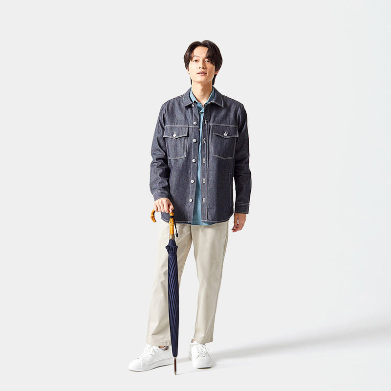 [UMBRELLA] GENTLEMEN'S CHESS LONG CARBON (NAVY) | TOKYO UMBRELLA | MAEHARA KOEI SHOTEN