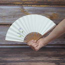 [HAND FAN] WOMAN'S DRAWING PICTURE SUMIRE WHITE KARAKI BAMBOO | UNKINDO FUKATSU HAND FAN | EDO FOLDING FANS