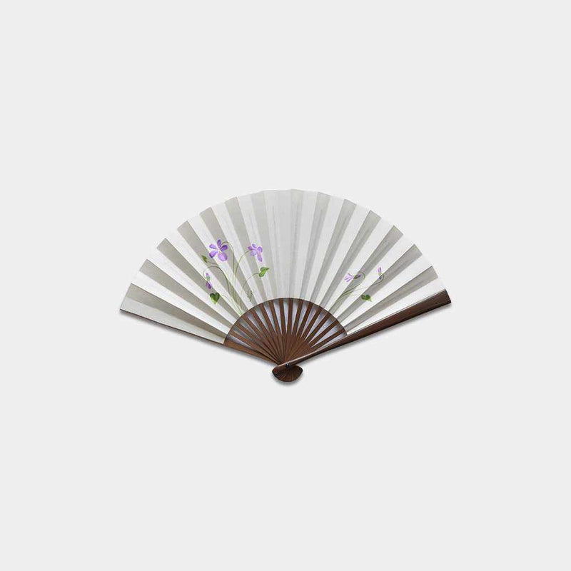 [HAND FAN] WOMAN'S DRAWING PICTURE SUMIRE WHITE KARAKI BAMBOO | UNKINDO FUKATSU HAND FAN | EDO FOLDING FANS