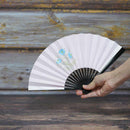 [HAND FAN] WOMAN'S DRAWING PICTURE FLOWER BLUE PEACH BLACK PAINT | UNKINDO FUKATSU HAND FAN | EDO FOLDING FANS