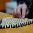 [HAND FAN] UNKINDO FUKATSU WOMEN'S HAKU GOLD-ORANGE HONSUSU-TAKE | EDO FOLDING FANS